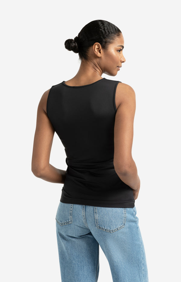 Yaya Basic Singlet Met Ronde V-hals En Brede Schouderbandjes Pirate Black