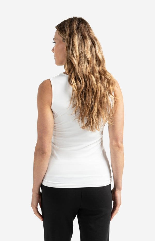 Yaya Basic Singlet Met Ronde V-hals En Brede Schouderbandjes Off White