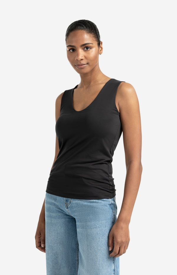 yaya Basic singlet met ronde V-hals en brede schouderbandjes Pirate Black
