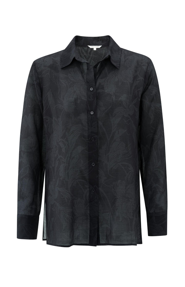 Yaya Blouse Met Print En Lange Mouwen Washed Black Dessin