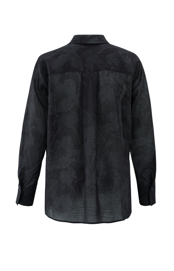 Yaya Blouse Met Print En Lange Mouwen Washed Black Dessin