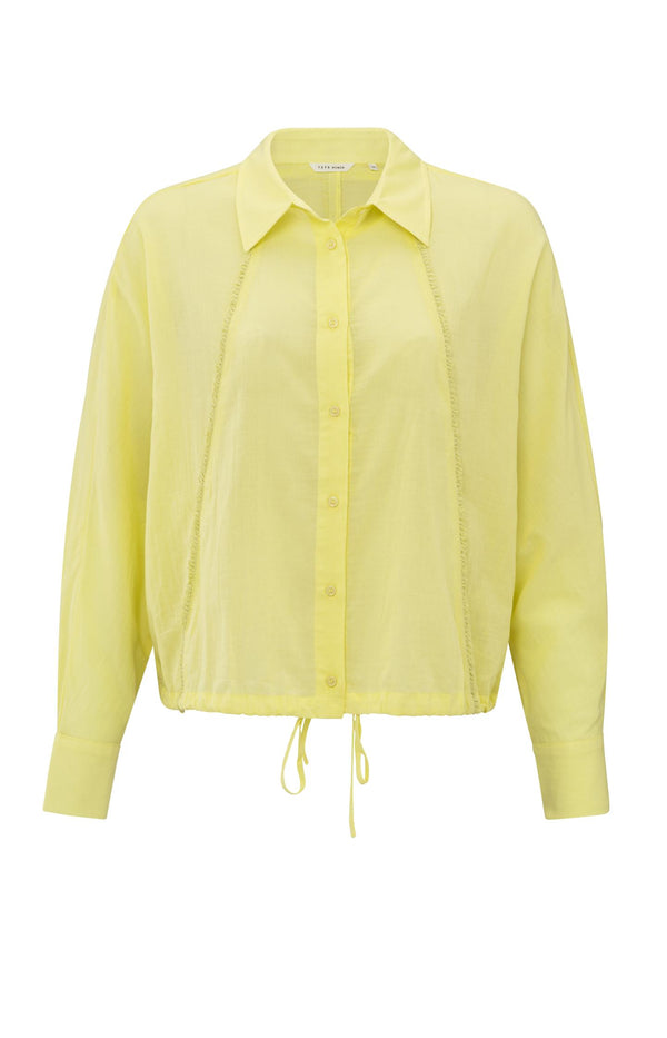 Yaya Blouse Met Subtiele Stikdetails Lemon Grass Yellow