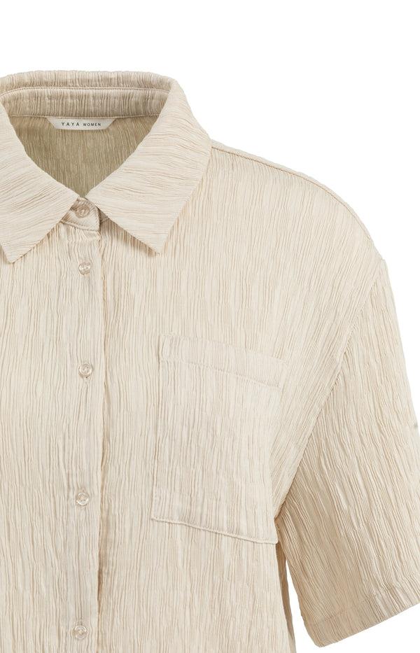 Yaya Blouse Met Textuur En Korte Mouwen Summer Sand
