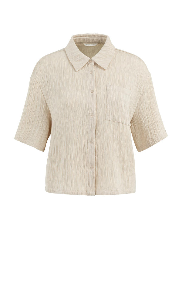 yaya Blouse met textuur en korte mouwen Summer Sand