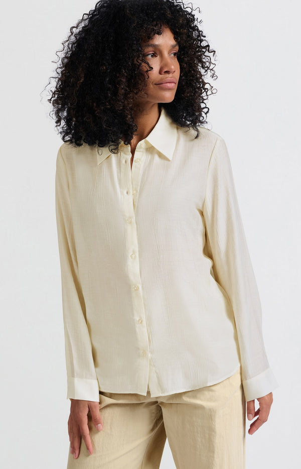 Yaya Blouse Met Textuur En Normale Pasvorm Soft Off White
