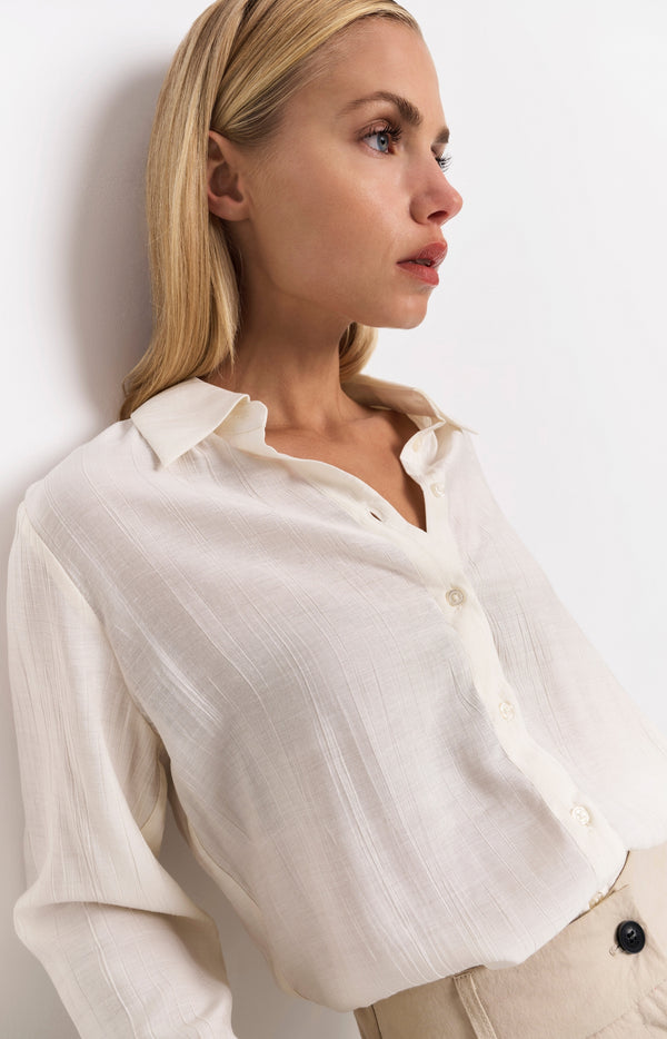 yaya Blouse met textuur en normale pasvorm Soft Off White