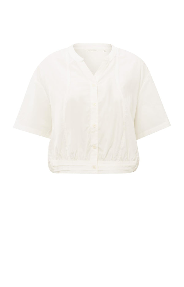 Yaya Blouse Met Trekkoord En Sierlijke Stiknaden Off White