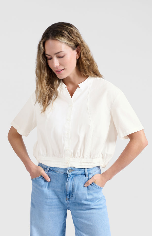 Yaya Blouse Met Trekkoord En Sierlijke Stiknaden Off White