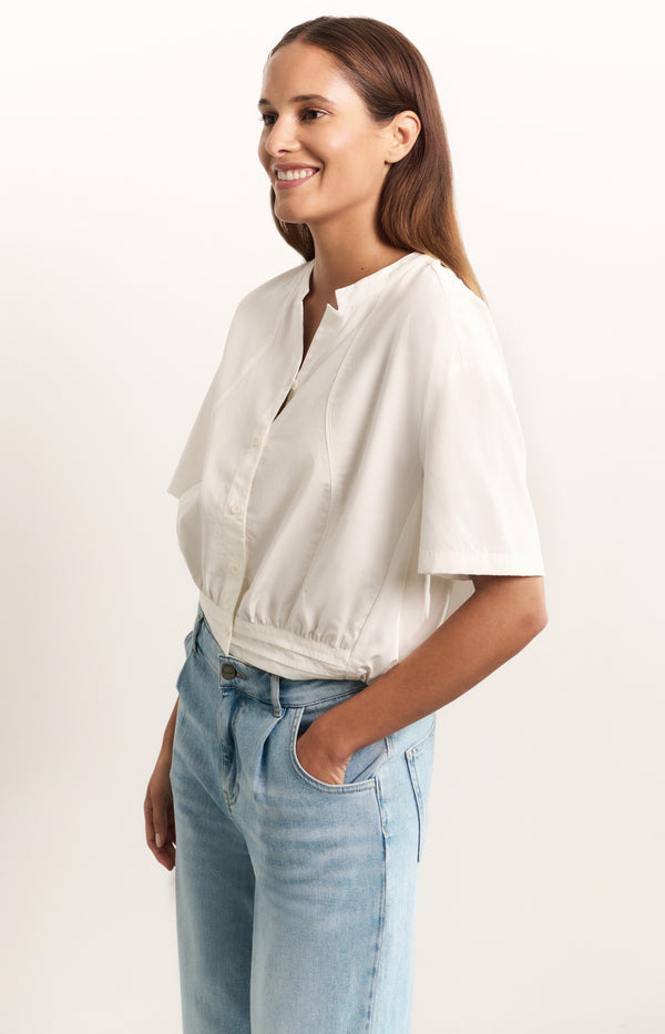 yaya Blouse met trekkoord en sierlijke stiknaden Off White