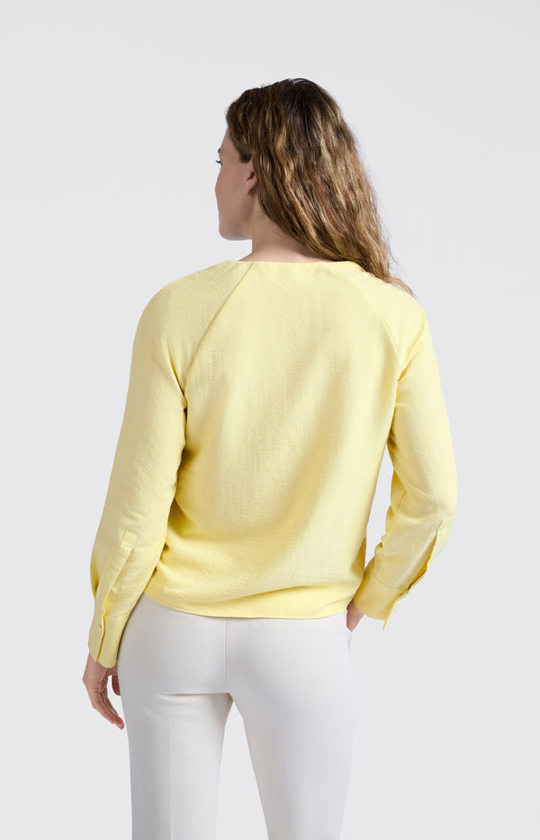 Yaya Blouse Met V-hals En Strikdetail Lemon Grass Yellow