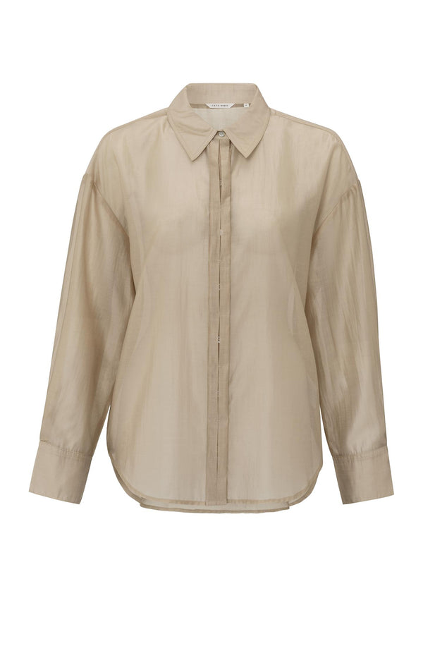 Yaya Blouse Met Verborgen Knoopsluiting En Losse Pasvorm Humus Beige