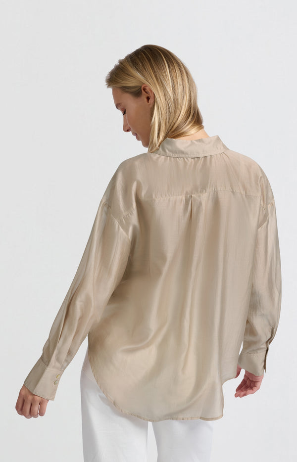 Yaya Blouse Met Verborgen Knoopsluiting En Losse Pasvorm Humus Beige