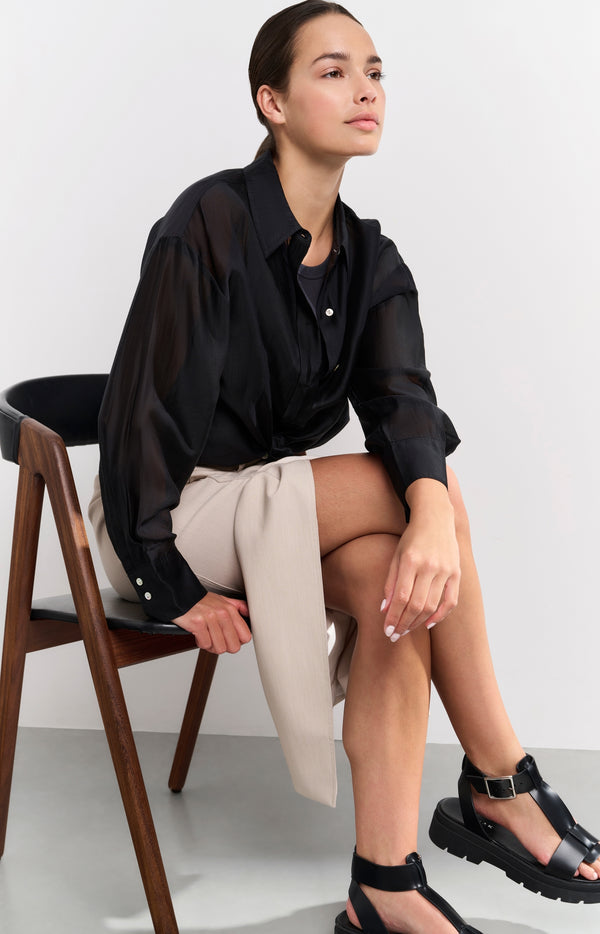 yaya Blouse met verborgen knoopsluiting en losse pasvorm Phantom