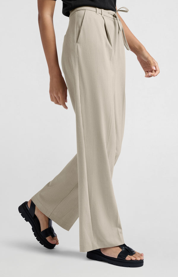 Yaya Broek Met Krijtstreep En Wijde Pijpen Humus Beige Dessin