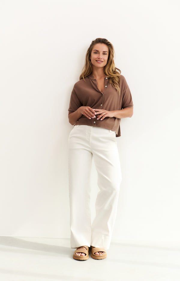 yaya Broek met strikceintuur en wijde pijpen Off White