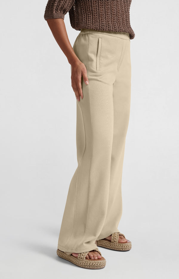 Yaya Broek Met Wijde Pijpen En Hoge Taille Twill Beige