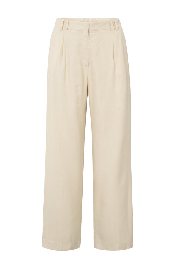 yaya Broek van linnenmix met wijde pijpen (L30) Summer Sand
