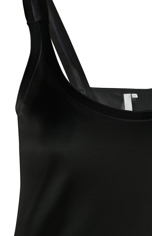 Yaya Cotton Singlet With Split Elastic Straps Black