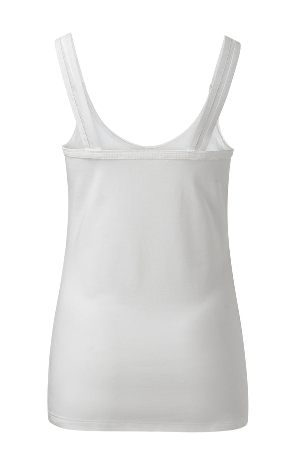 Yaya Cotton Singlet With Split Elastic Straps Pure White