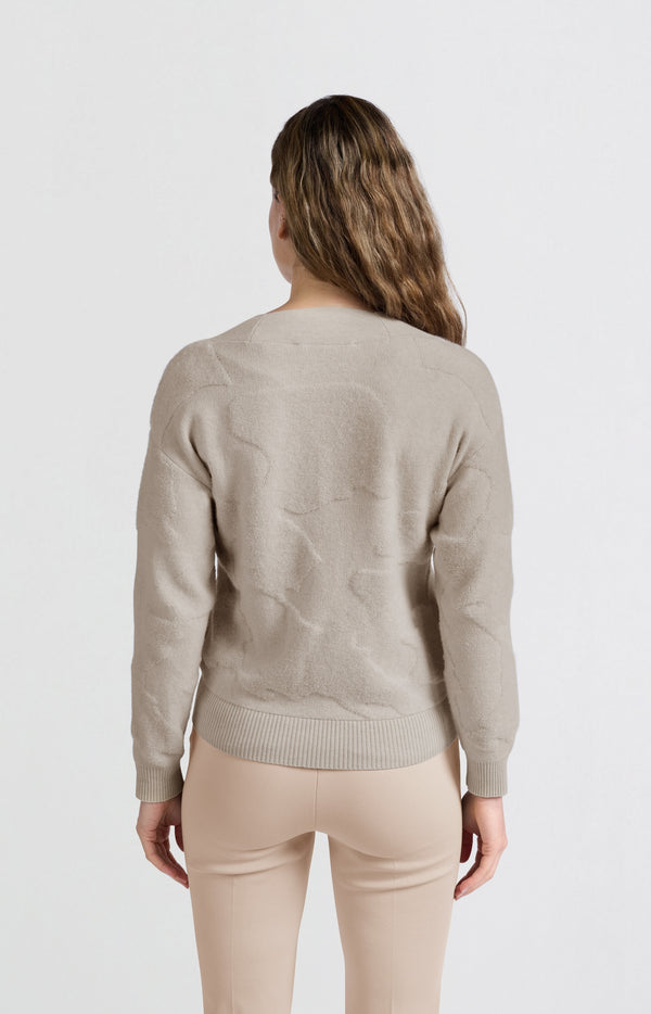 Yaya Gebreide Trui Met V-hals En Textuurpatroon Pumice Stone Beige