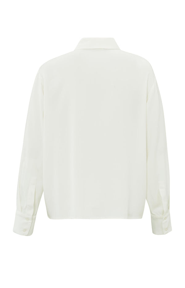 Yaya Gekropte Blouse Met Lange Mouwen En Knoopsluiting Off White