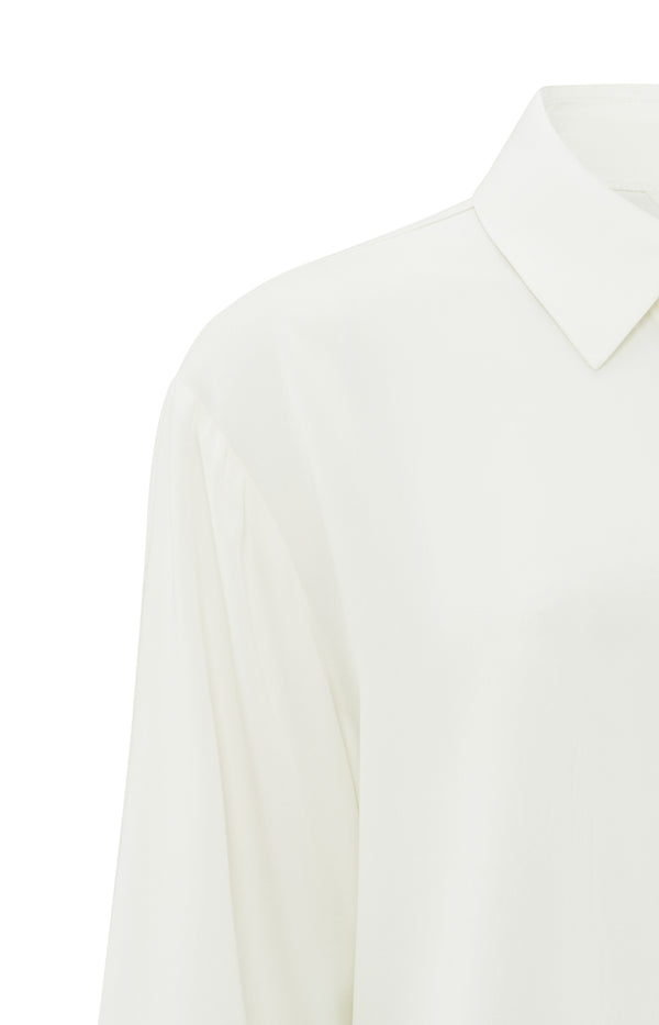 Yaya Gekropte Blouse Met Lange Mouwen En Knoopsluiting Off White