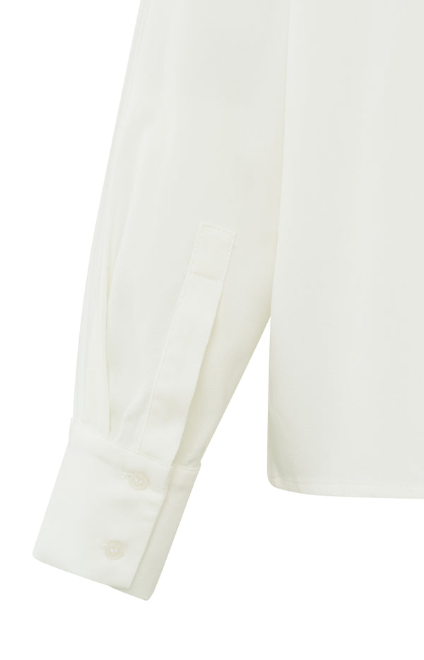Yaya Gekropte Blouse Met Lange Mouwen En Knoopsluiting Off White