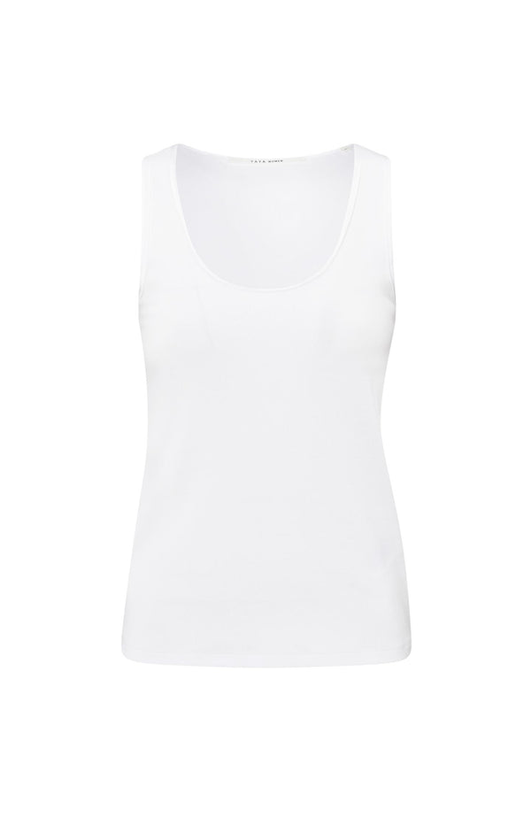 yaya Geribde singlet met glanzende randjes Pure White