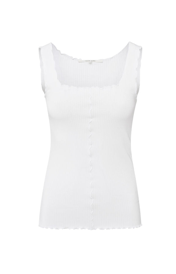 Yaya Geribde Singlet Met Golvende Randjes Pure White