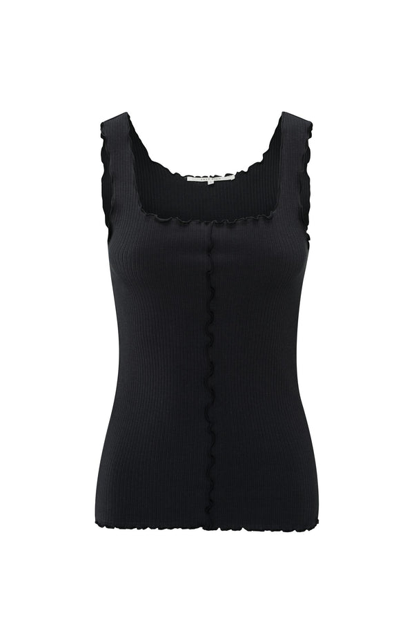 yaya Geribde singlet met golvende randjes Washed Black