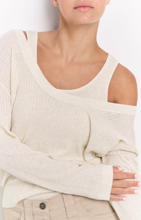 Yaya Geribde Sweater Met Tanktop En Losse Pasvorm Nature Melange