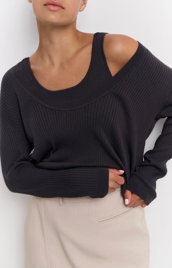 Yaya Geribde Sweater Met Tanktop En Losse Pasvorm Phantom