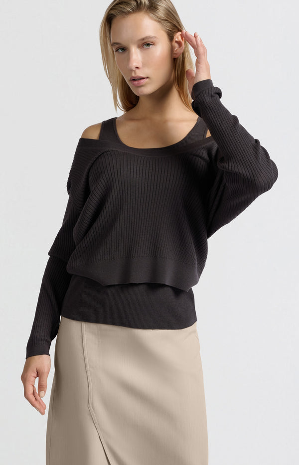 Yaya Geribde Sweater Met Tanktop En Losse Pasvorm Phantom