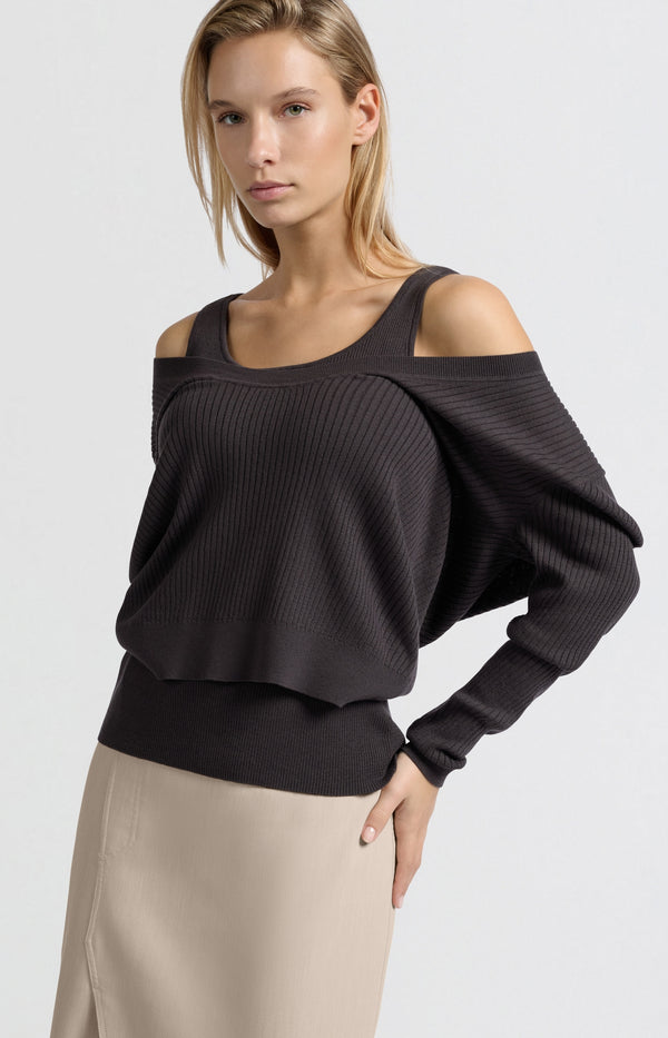 yaya Geribde sweater met tanktop en losse pasvorm Phantom