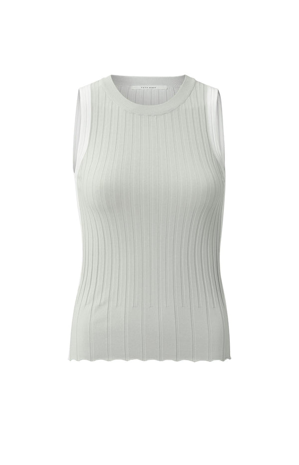 Yaya Geribde Tanktop Met Contrasterende Details Grey Melange
