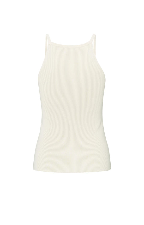 Yaya Geribde Tanktop Met Smalle Bandjes Off White Knit