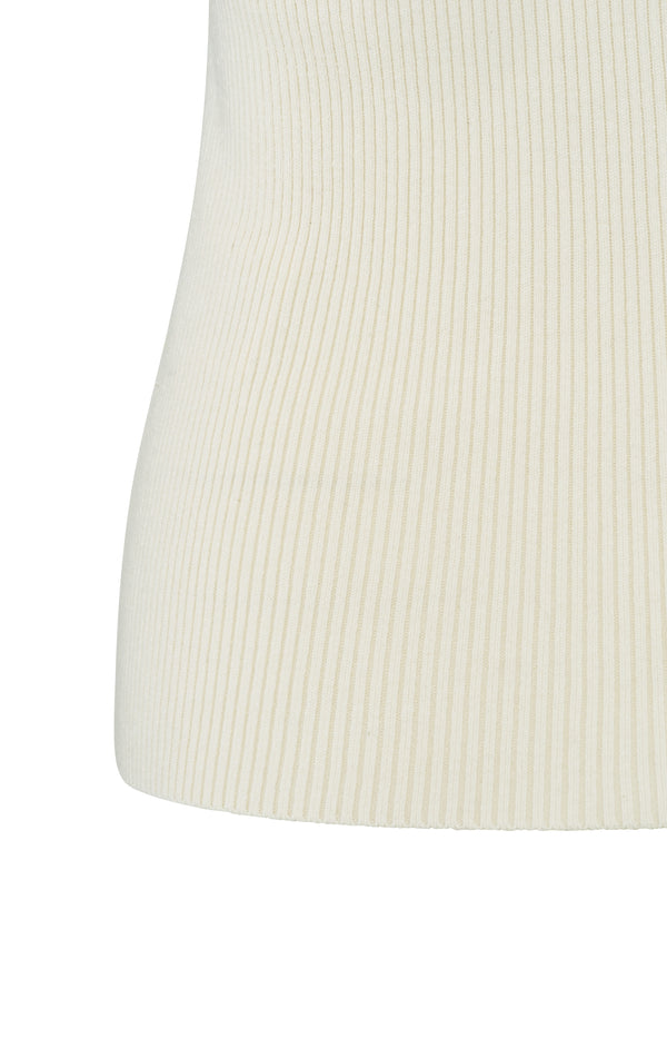 Yaya Geribde Tanktop Met Smalle Bandjes Off White Knit