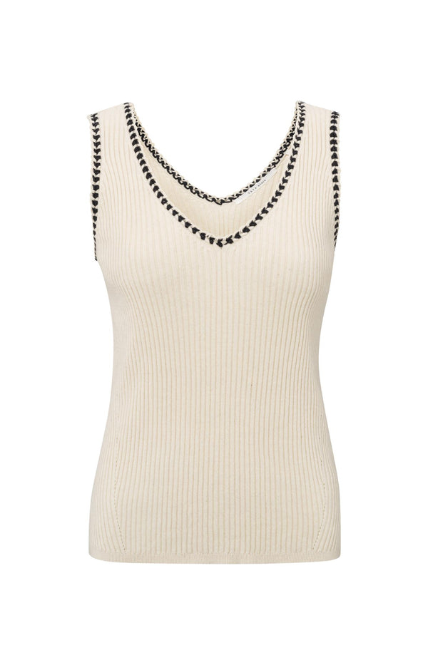 Yaya Geribde Tanktop Met Stikseldetail En Aansluitende Pasvorm Summer Sand