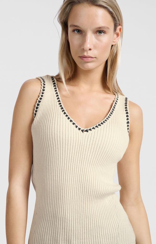 Yaya Geribde Tanktop Met Stikseldetail En Aansluitende Pasvorm Summer Sand