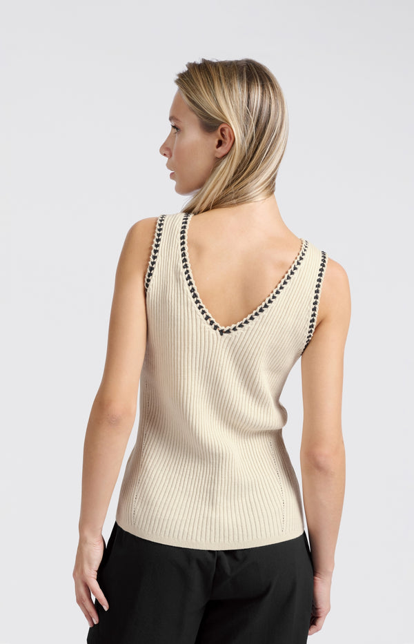 Yaya Geribde Tanktop Met Stikseldetail En Aansluitende Pasvorm Summer Sand