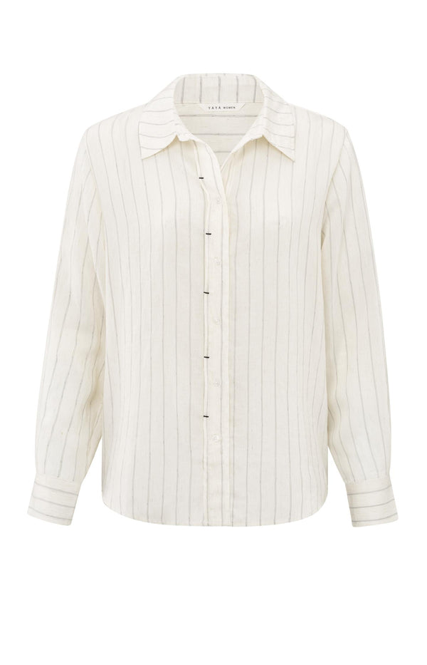 Yaya Gestreepte Blouse Met Plooidetail En Normale Pasvorm Summer Sand Dessin