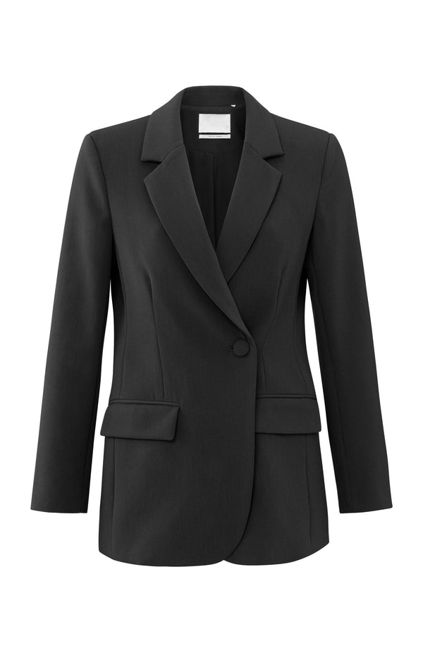 Yaya Getailleerde Blazer Met Asymmetrische Sluiting En Zakken Black