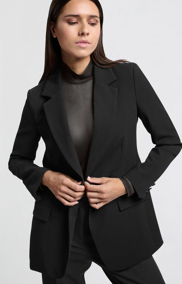 Yaya Getailleerde Blazer Met Asymmetrische Sluiting En Zakken Black