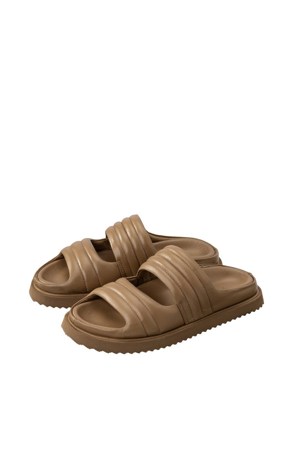 Yaya Gewatteerde Sandalen Met Brede Banden Chipmunk Brown