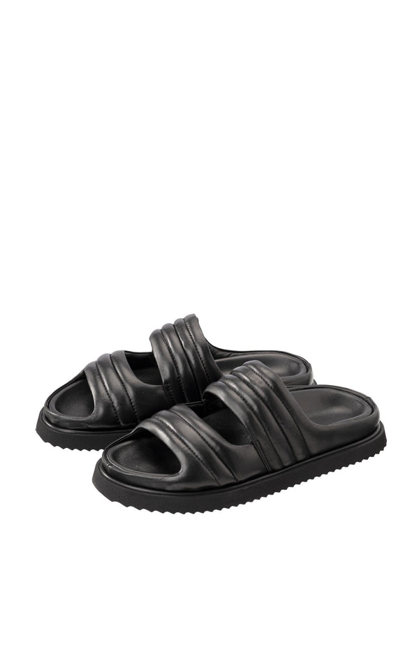 Yaya Gewatteerde Sandalen Met Brede Banden Washed Black