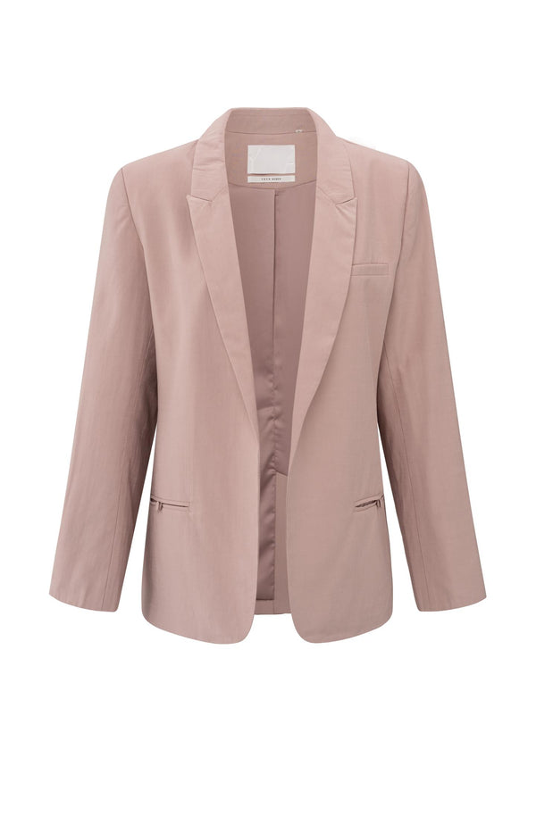 yaya Geweven blazer met satijnen voering Soft Mauve Pink