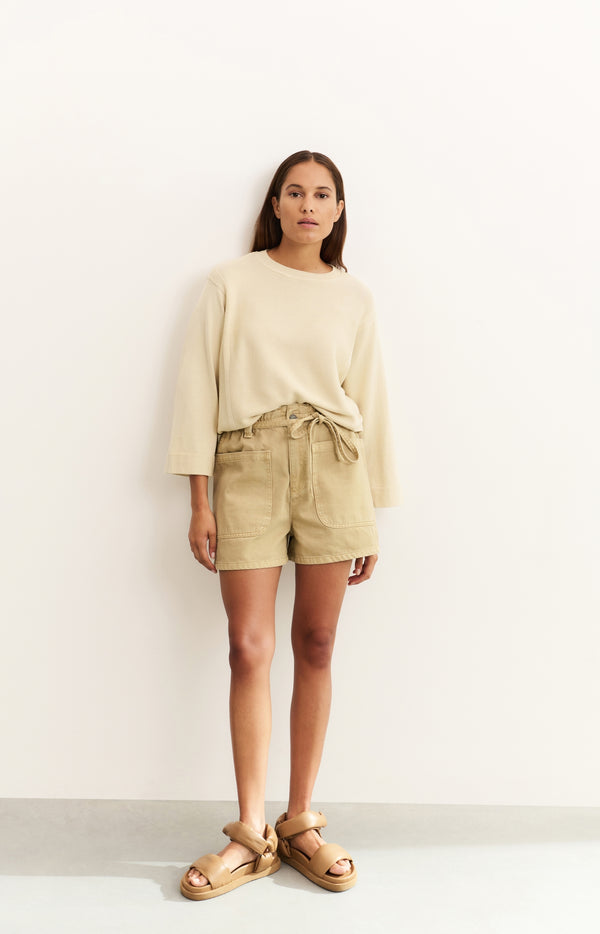 yaya High-waist short met garment-dye effect Summer Sand
