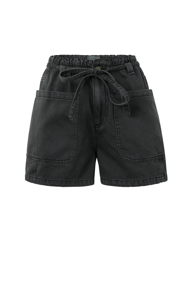 yaya High-waist short met garment-dye effect Washed Black