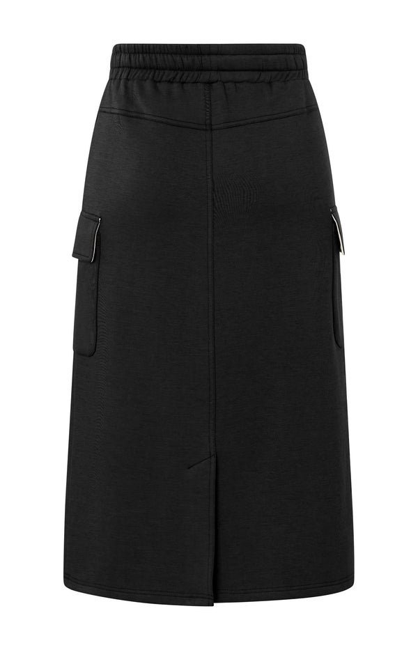 Yaya Jersey Midi Cargo-rok Met Elastische Taille Phantom