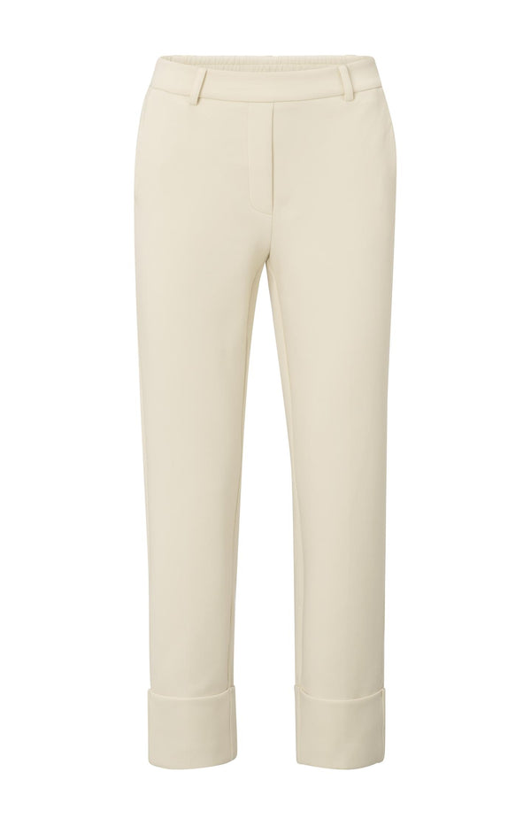 yaya Jersey pantalon met vaste omgeslagen zoom Summer Sand